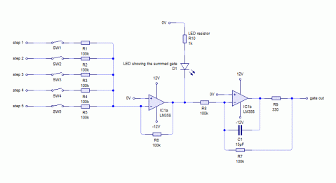 Basic gate output circuit by Stabilt @ Muffwiggler